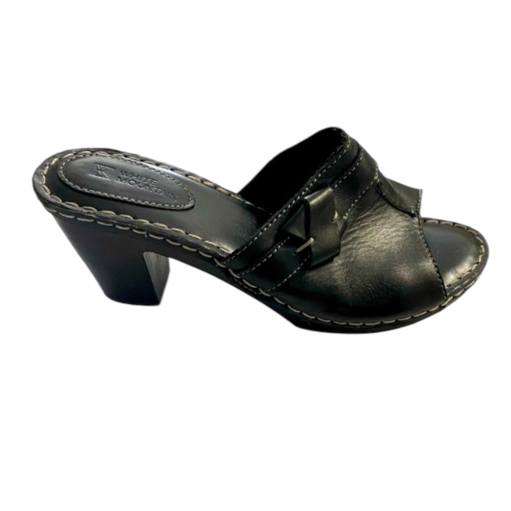 White Mountain Sandals, Leather, Block, Chunky, Sz 9, Timeless, closet staple
